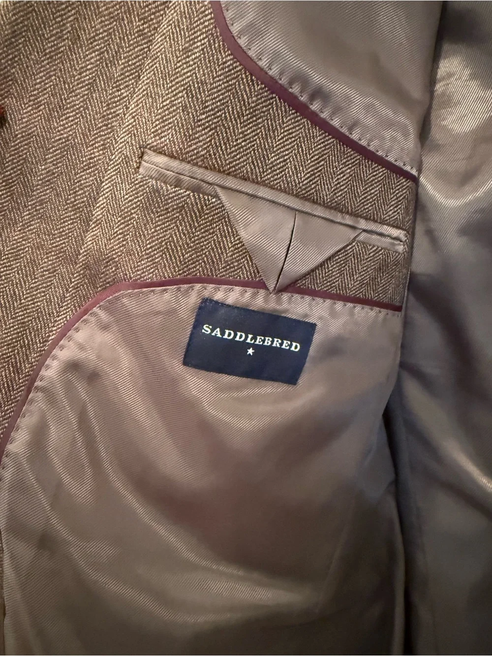Saddlebred Men's Brown Herringbone Two-Button Sport Coat
